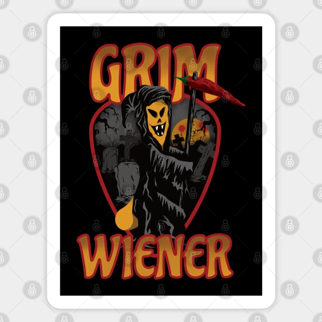 Spicy Grim Wiener and His Creepy Graveyard (plain colours) Magnet by dkdesigns27